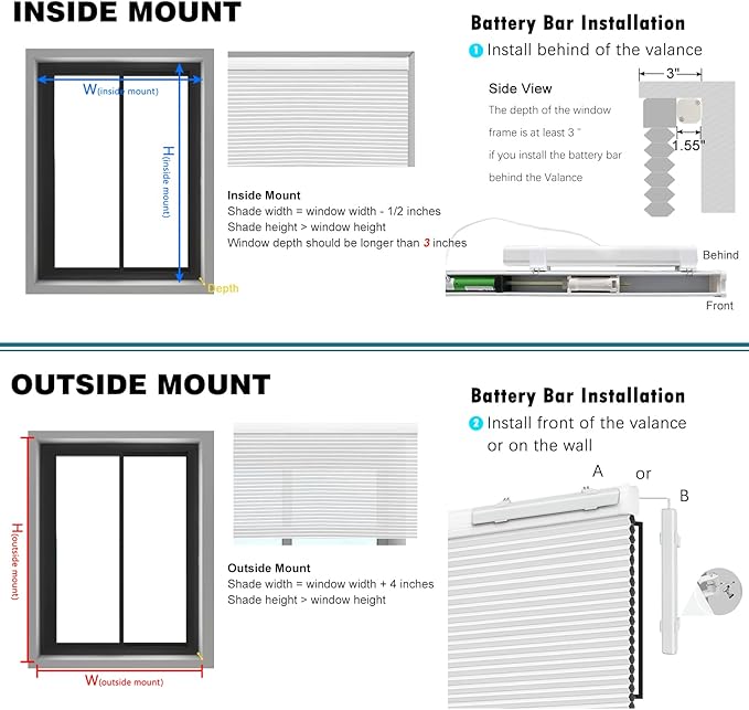 Motorized Cellular Blinds with Remote Control for Windows Custom, Motor Honeycomb Shade Customized Size Cordless, Electric Accordion Shades with Valance Cordless Privacy for Home, JZCMD-CET-BG-B