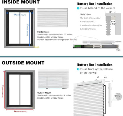 Motorized Cellular Blinds with Remote Control for Windows Custom, Motor Honeycomb Shade Customized Size Cordless, Electric Accordion Shades with Valance Cordless Privacy for Home, JZCMD-CET-BG-B