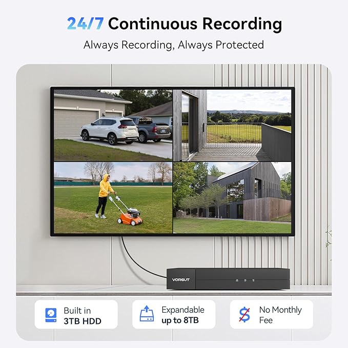 4K Wired Security Camera System, 8CH 8MP Lite DVR with 3TB HDD, 4X 8MP Wired CCTV Cameras, Indoor/Outdoor Home Surveillance DVR Kit with Human/Vehicle Detection, Smart Dual Light, 24/7 Record