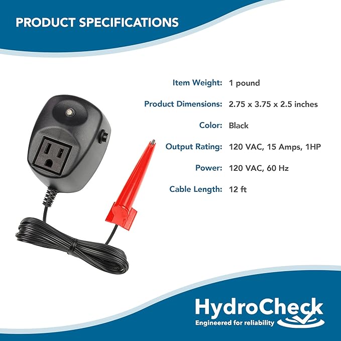 HC8000Tv2 Electronic Sump Pump Float Switch – with Smart Button, Built-In Alarms, Dry-Sensor Technology, Water Sensor Alarm, Ideal for All Sump Pumps – MADE IN USA