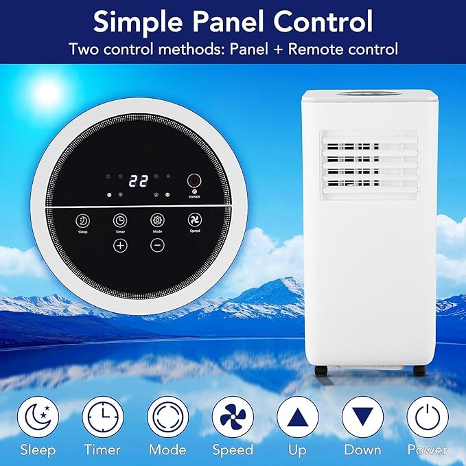 GarveeLife Portable Air Conditioner,10,000 BTU for Rooms up to 450 Sq.Ft., Smart Compact AC Unit with Cooling, Dehumidifier, Fan, Remote Control and Window Kit, White