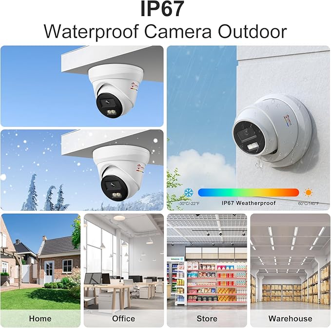 Anpviz 4K 16CH PoE Security Camera System, Smart Color Night Vision, 8X H.265+ Wired 8MP IP Cameras Outdoor with Mic, Human Vehicle Detection, 4TB HDD 16 Channel 12MP NVR, 24/7 Recording(H Series) ﻿﻿