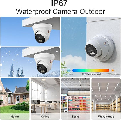 Anpviz 4K 16CH PoE Security Camera System, Smart Color Night Vision, 8X H.265+ Wired 8MP IP Cameras Outdoor with Mic, Human Vehicle Detection, 4TB HDD 16 Channel 12MP NVR, 24/7 Recording(H Series) ﻿﻿