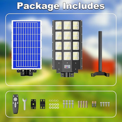 1-Pack 9500W Solar Street Light, Solar Street Lights Outdoor Waterproof, 240000LM 7000K Solar Powered Street Light, Dusk to Dawn, with Motion Sensor, LED Wide Angle Lamp