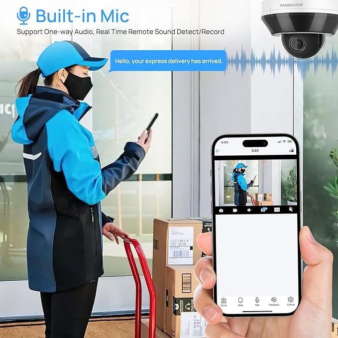 6MP Mini PTZ Dome PoE IP Camera Outdoor with 3X Optical Zoom, 2.8-8mm Motorized Varifocal Lens, Built-in Mic, Human/Vehicle Detection,PTZ IP Camera Compatible with Uniview, Blue Iris, NDAA Compliant