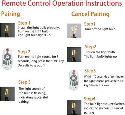 A19 Remote Control LED Bulb Dimmable, Remote Bulb Temperature Control 2700K-6000K, A60 E26 Base Clear Filament LED Bulbs, 2 Pack