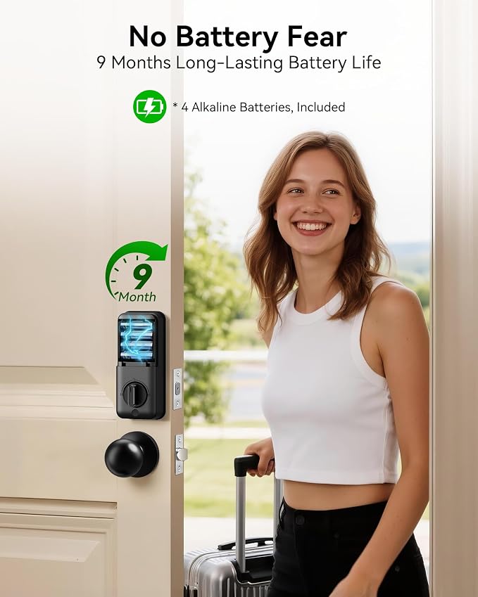 Keyless Entry Door Lock with Knob Handle, Fingerprint Smart Lock