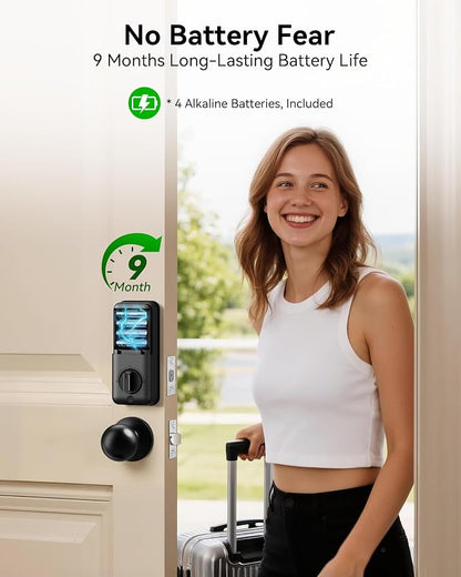 Keyless Entry Door Lock with Knob Handle, Fingerprint Smart Lock