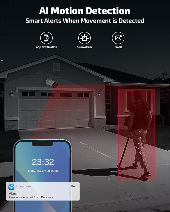 《130°Wide Angle》 4K Ultra HD Security Cameras Wireless Outdoor, Home WiFi Video Security System, Wireless IP Camera Surveillance DVR Kits