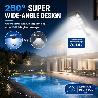 Sunwish 4 Pack Solar Lights Outdoor 6500K Solar Street Lights Outdoor, Solar Dusk to Dawn Outdoor Lights with RemoteControl, Motion Sensor IP66 Waterproof Flood Lights for Garden Yard Parking Lot