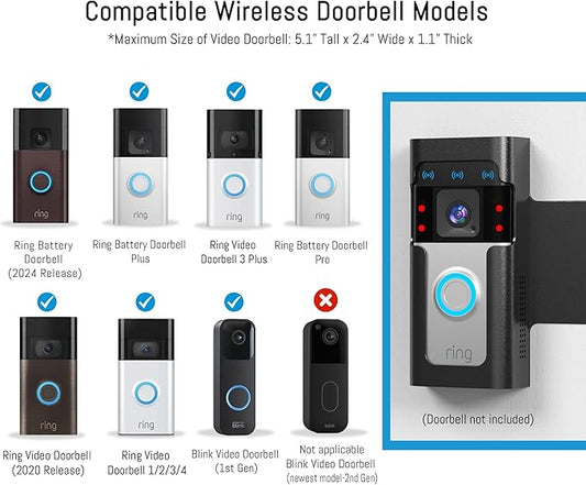 Anti Theft Ring Doorbell Mount - Renter Friendly Ring Doorbell Holder for Apartment Door - All Metal Ring Door Bracket Blink Doorbell Mount No Drill