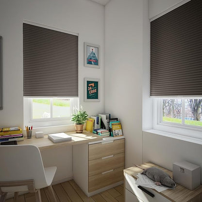 Changshade Custom Blinds Cellular Shades Blackout Cordless for Indoor Windows, Honeycomb Blind Room Darkening Black Out Shade for Bedroom, Bathroom, Nursey, Heat Light Blocking Easy Install, Taupe