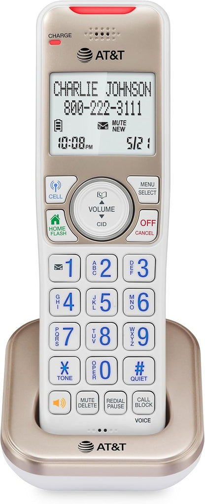 AT&T BL3112-0 Additional Handset for BL3112 Series Cordless Phones – Champagne Gold/White, Expandable DECT 6.0, Smart Call Blocker, Bluetooth Connect to Cell Compatible
