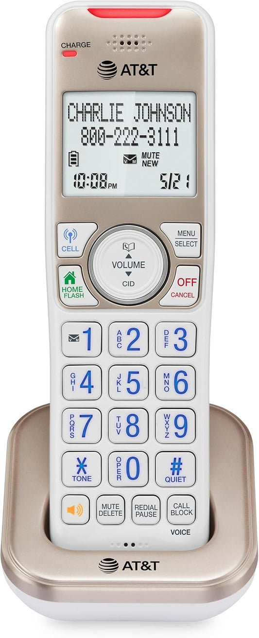 AT&T BL3112-0 Additional Handset for BL3112 Series Cordless Phones – Champagne Gold/White, Expandable DECT 6.0, Smart Call Blocker, Bluetooth Connect to Cell Compatible