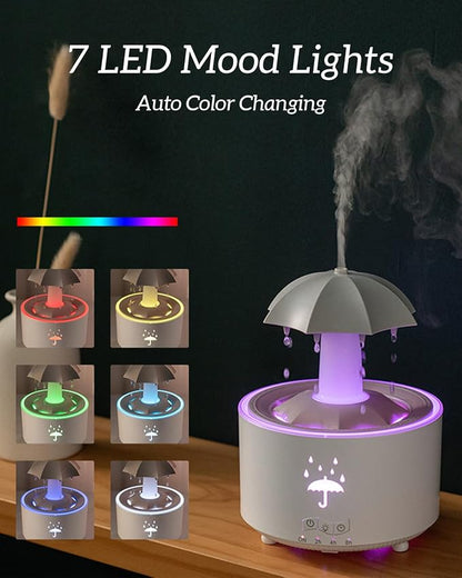 Aesthetic 2-in-1 Humidifier Oil Diffuser with 360° Rotating Raindrop & 7 LED Mood Lights,Ultrasonic Quiet Cool Mist Humidifier for up to 24 Hrs,Ideal Holiday Gifts for Home