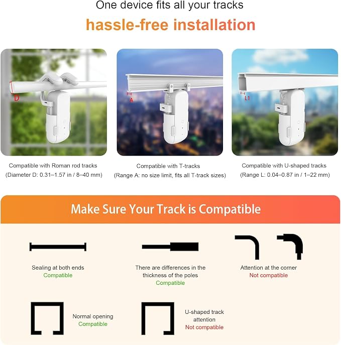 Automatic Curtain Opener with Remote, Gifts for Women and Men, Compatible with Alexa and Google Home, Bluetooth Curtain Opener with App/Timer(For Roman, T/U Tracks - With Remote)