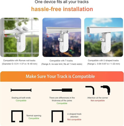 Automatic Curtain Opener with Remote, Gifts for Women and Men, Compatible with Alexa and Google Home, Bluetooth Curtain Opener with App/Timer(For Roman, T/U Tracks - With Remote)