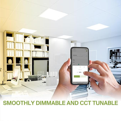 ASD 2 Pack 2x2 Smart LED Flat Panel Light - 35W UL DLC | 4362LM 3500K 4000K 5000K Selectable Dimmable 2x2 LED Drop Ceiling Light Fixture | 2 x 2 Lights WiFi App Controlled Alexa & Google Assistant