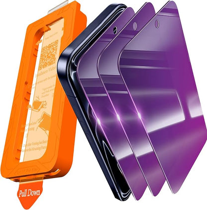 IMBZBK [Auto-Dust Removal] Colorful Privacy Screen Protector for iPhone 17 Pro Max [Private] Accessories, 3 Pack Anti Spy Anti-Blue Light Tempered Glass, Briliant Gradient Purple