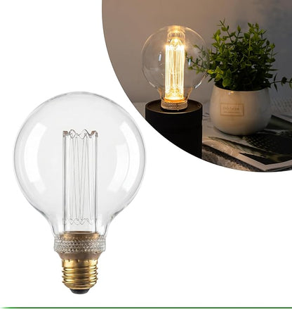 Globe Edison LED Light Bulb, Vintage Decorative Dimmable Bulb Round Glass Cover, 3.5W Low Lumen Eye-Caring Soft Dim Lighting for Mood(Not Daylight White), E26 Medium Base, Clear RN G95