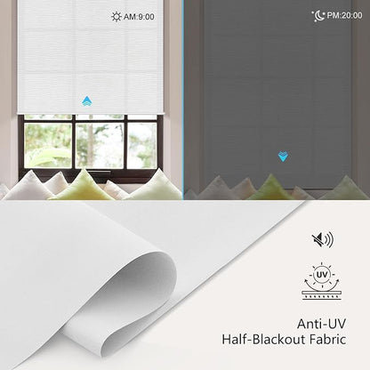 Aprilsmart Motorized Blinds with Remote,Light Filtering Motorized Roller Shades Work with Apple Homekit,Alexa,SmartThings,Google Home,Customize Blinds(TREEBARK WHITE-70)