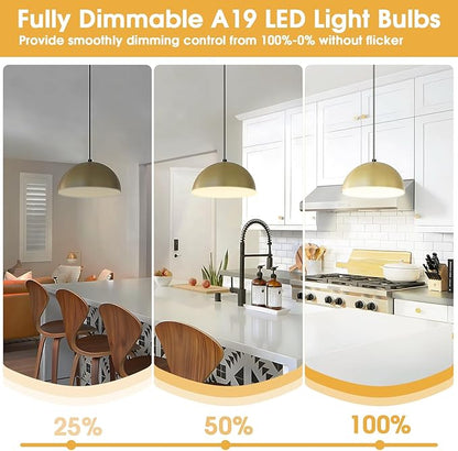 Maylaywood A19 LED Light Bulbs, 60 Watt Equivalent, Soft White 3000K, 900LM, E26 Base, Dimmable, 9W Bright White LED Bulb, 12-Pack