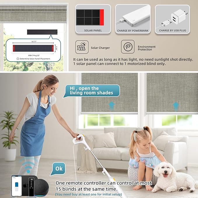 SmartWings Motorized 100% Blackout Shades Blinds, Custom Size, Cordless Window Shades with Rechargeable Battery, Work with Matter/Apple HomeKit, Alexa, Thread/Zigbee, Remote Optional, Vigor Sage