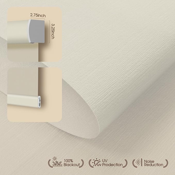 Motorized Blinds with Remote, Light Filtering Roller Shades for Indoor Windows, Smart Automatic Blinds Compatible with Alexa/Homekit/Google, Custom Size (Light Filtering-TexturaLux Linen)