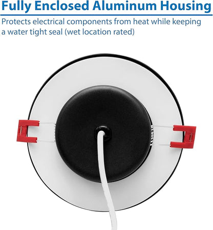 DGC 4-inch Black Selectable Canless Adjustable Gimbal LED Recessed Downlight (DGC43120SRDBK)