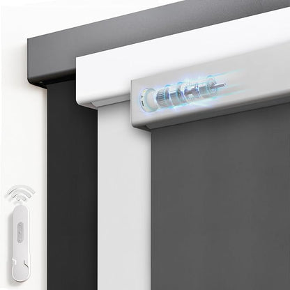 Motorized Blinds with Remote, Blackout Rechargeable Automatic Roller Shades, Cordless Smart Blinds Compatible with Alexa, Custom Blind for Indoor Windows, Photo Film Slate