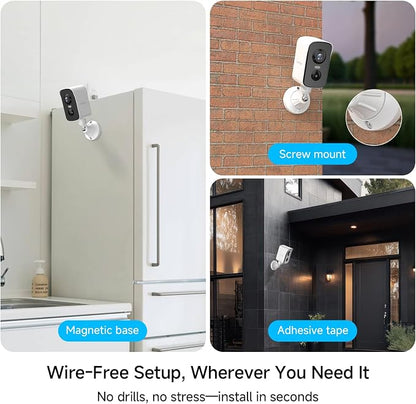 Arenti 340° Pan Wireless Security Camera Outdoor Magnetic, 3MP Battery Powered Wireless Camera for Home Security, Full-Color Night Vision, PIR AI Detection, 2-Way Audio, 2.4G WiFi Works with Alexa
