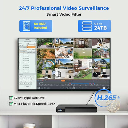 Hiseeu 4K 32 Channel PoE NVR Network Video Recorder for Security Camera System, Support 4K/5MP/4MP/3MP/1080P PoE Camera, Motion Detect,24/7 Recording, Smart Playback, No Hard Drive