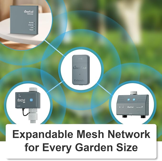 LinkTap D1 2-Zone Smart Hose Timer & Gateway, 2 Built-in Flow Meters | Irrigation by Weather/Volume/Duration, Real-Time Fault Detection & Alerts, Anti-Freeze Protection, Long Battery Life, IP66