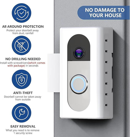 KIMILAR Anti-Theft Video Doorbell Mount Compatible with Ring/Blink Video Doorbell (Not for Blink 2025 ver.), Adjustable Mounting Bracket Accessories for Houses, Apartments, Not for Security Door