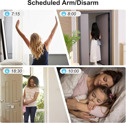 WiFi PIR Motion Detector Alarm with 4 Door Sensors and 2 Remote, Home Alarm System with Phone APP Alert for Home Ranch Van Carport Shop120db Extra Loud