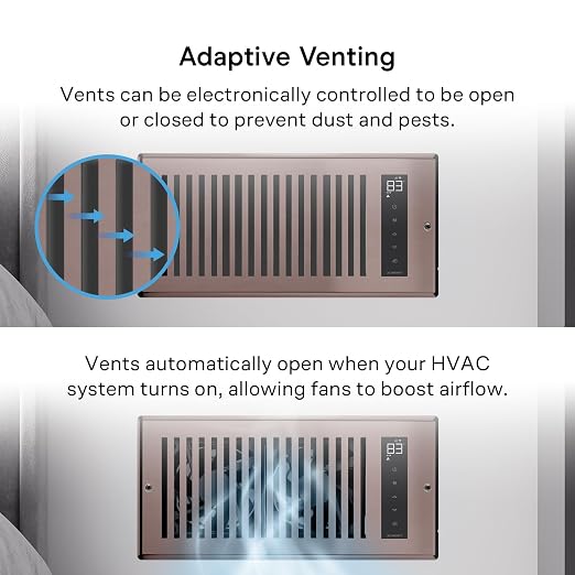 AC Infinity AIRTAP T6, Bronze Register Booster Fan for 6”x12” Openings | Automatic Open/Close Vents, Wireless LCD Temperature Controller, WiFi App, Quiet 10-Speeds, Smart Home