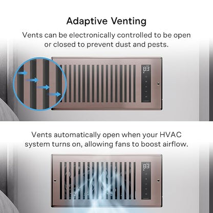 AC Infinity AIRTAP T6, Bronze Register Booster Fan for 6”x12” Openings | Automatic Open/Close Vents, Wireless LCD Temperature Controller, WiFi App, Quiet 10-Speeds, Smart Home