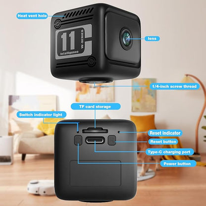 Spy Camera Hidden Camera, 4K Mini Cameras with Motion Detection, for Nanny Cam Wireless Surveillance for Indoor Home and Office Black