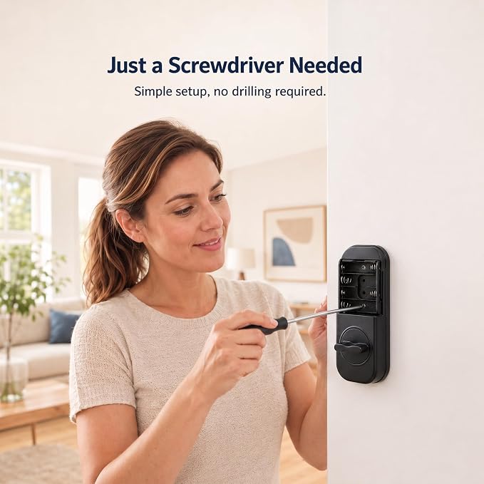WiFi Smart Door Lock - Keyless Entry Door Lock for Front Door, Fingerprint Door Lock with App Control, 5-in-1 Touchscreen Deadbolt with 6 Keys & 2 NFC Cards, Built-in 2.4G WiFi