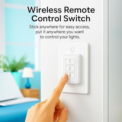 LoraTap 656ft Wireless Wall-Switch: Remote Control Outlet 3 Pack — Lights & Small Appliances — No Wiring —1 Remote for 3 Plugs