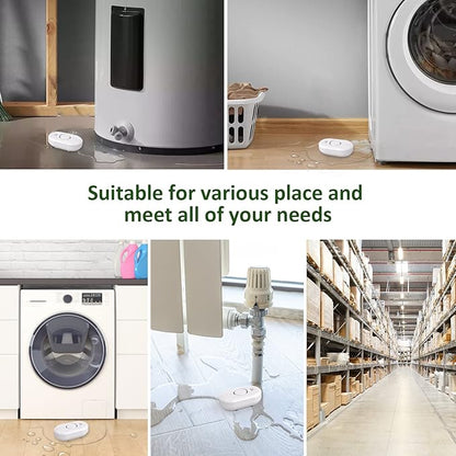 Water Leak Detector Sensor Alarm: Home Water Flooding Monitor Smart Sink Overflow Monitoring Adjustable Wet Moisture Alert Pipe Leakage Drip Detection Warning for Basement Floor 4Pack