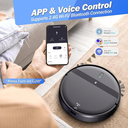 Kilgone Ultra-Slim 2.8in Robot Vacuum & Mop, Quiet 65dB, No-Tangle, Smart 3D Obstacle Avoidance, 2H Runtime for Pet Hair, Hard Floor & Low-Pile Carpet, App/Alexa