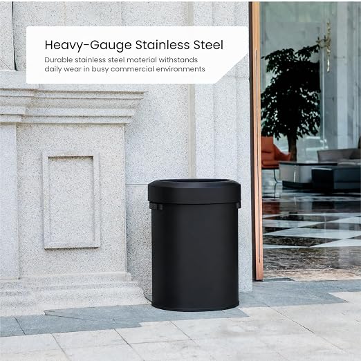 Home Zone Living 18 Gallon Commercial Trash Can with Semi-Round Flat Back
