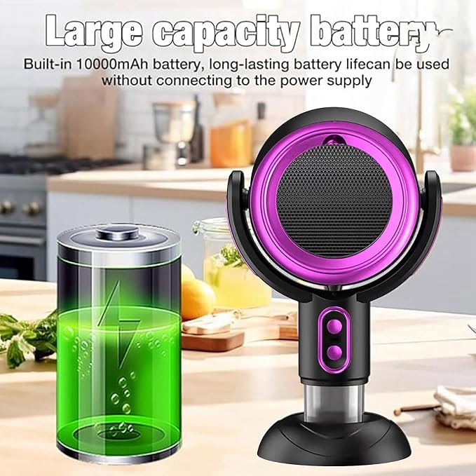 Portable Smoke Fan for Smoking Indoors, Rechargeable Smoke Eliminator for Home Smoking, Air Purifier with Removable Filter, Household Desktop Range Hood for Cooking (Purple, Charging)