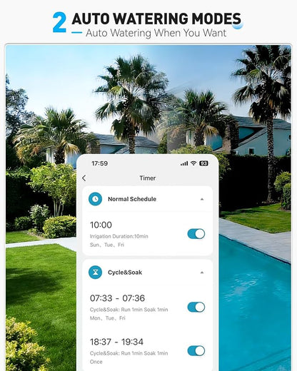 RAINPOINT Bluetooth Water Timer, Sprinkler Timer for Garden Hose, Smart Automatic Irrigation System with Brass Inlet for Yard, Lawn, APP Remote Control via Bluetooth(Without Hub)