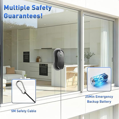 KKI Window Cleaning Robot, Upgrade Window Cleaner Robot, Auto Spray, Max 3200pa,3 Cleaning Modes & Edge Detection, Remote Control for High-Rise Windows, Glass Door,5Sets Cloths