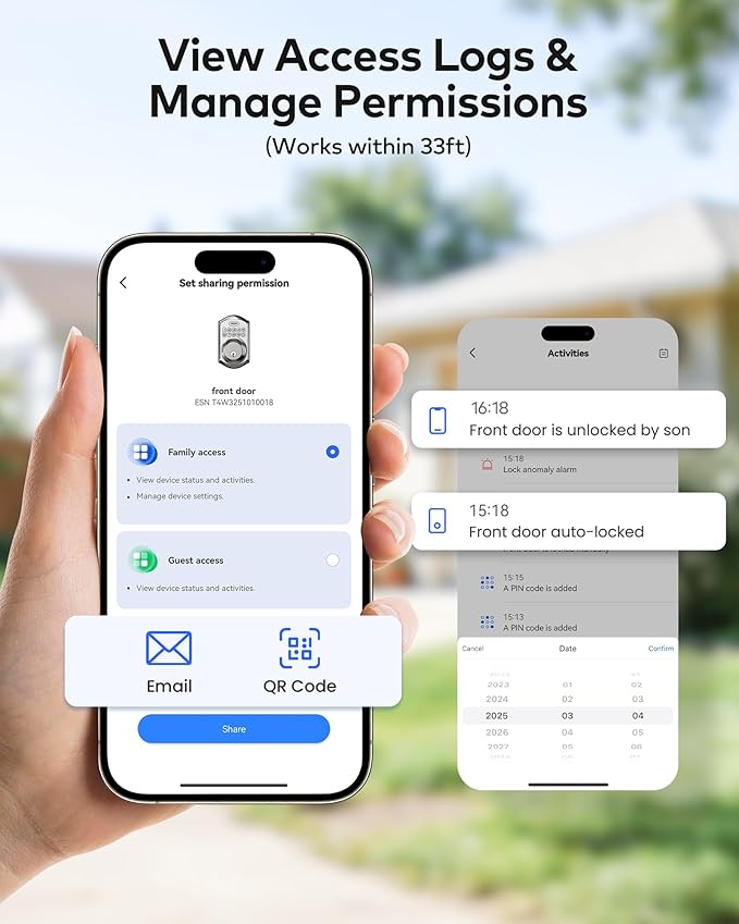 TEEHO TE018 Smart Door Knob with Keypad, App Control, Keyless Entry Digtal Door Lock with Handle, Remote Share One-Time Code, Auto Lock, Easy Installation for Front Door, Bedroom, Rental, Satin Nickel