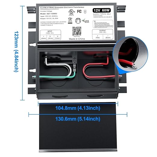 Dimmable LED Driver 60W 12V for Lutron & Leviton Dimmer,Triac/ELV/MLV AC to DC Power Supply Transformer for LED Strip Light Dimmable,Constant Voltage Projects,UL&FCC-Listed,Class 2