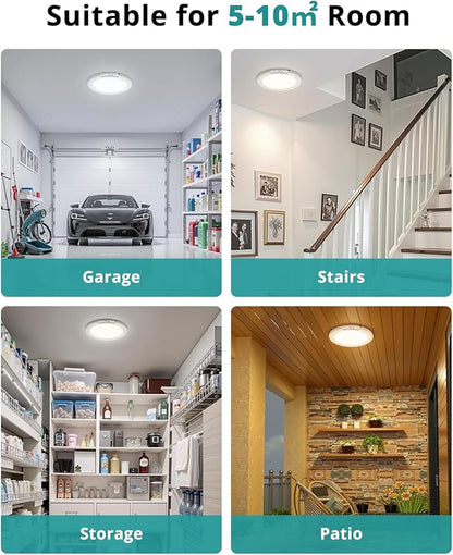 wowatt Battery Operated Ceiling Light Rechargeable Ceiling Lights with Remote Wireless Shower Lighting 3000K 4500K 6500K 7.48in Dimmable Timing Overhead Light for Closet Shower Living Room