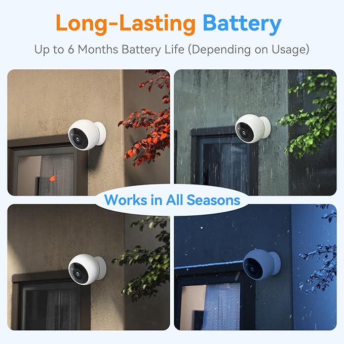 Thybro Magnetic Security Camera Wireless - 2Pack AI Motion Detection, 2K HD Video, Battery Powered, Ease of Setup, 2-Way Audio,IR Color Night Vision, Waterproof, Outdoor & Indoor Surveillance